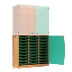Wellentüren-Unterschrank, 99 cm hoch, 105x50 cm (B/T), Tür rechts aquagrün, 
